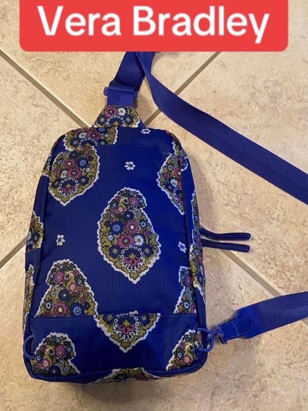 Vera Bradley Blue Floral Medallion Crossbody Sling Bag